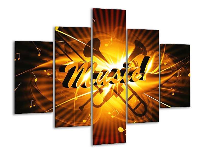 Glas schilderij Muziek | Goud, Geel, Zwart | 100x70cm 5Luik