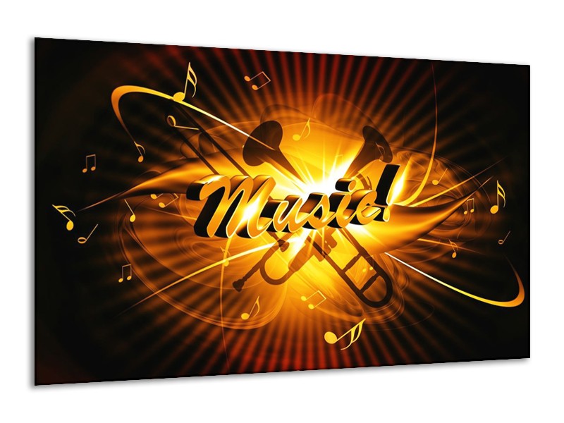 Glas schilderij Muziek | Goud, Geel, Zwart | 120x70cm 1Luik