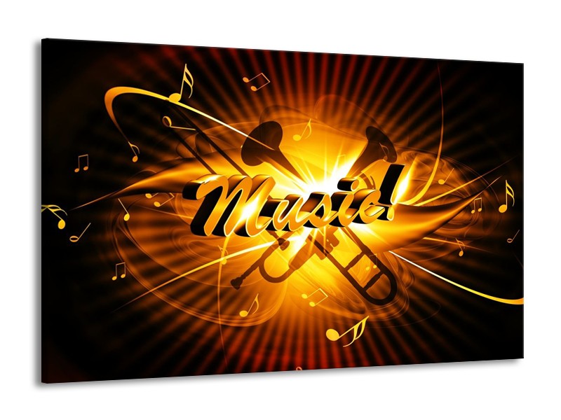 Glas schilderij Muziek | Goud, Geel, Zwart | 140x90cm 1Luik