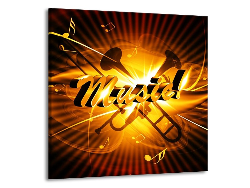 Glas schilderij Muziek | Goud, Geel, Zwart | 70x70cm 1Luik