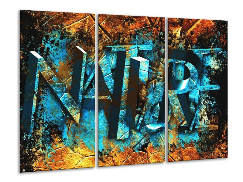 Canvas schilderij Natuur | Blauw, Bruin, Geel | 120x80cm 3Luik