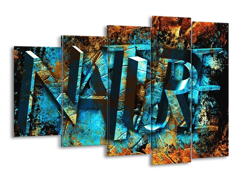 Canvas schilderij Natuur | Blauw, Bruin, Geel | 150x100cm 5Luik