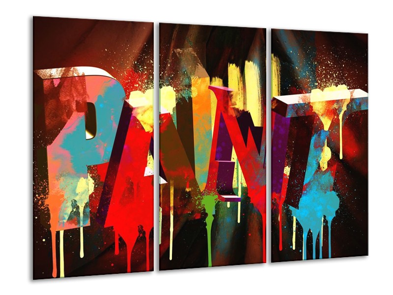 Canvas schilderij Abstract | Rood, Blauw, Geel | 120x80cm 3Luik