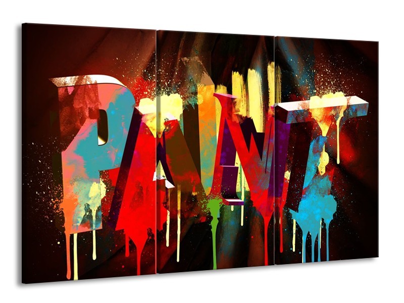 Canvas schilderij Abstract | Rood, Blauw, Geel | 165x100cm 3Luik