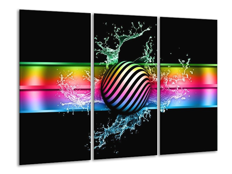 Canvas schilderij Abstract | Paars, Groen, Zwart | 120x80cm 3Luik