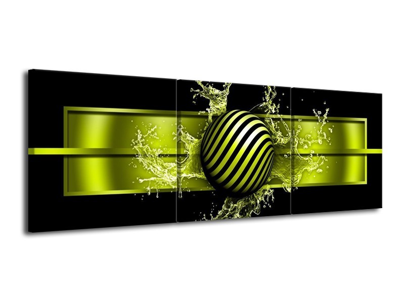 Glas schilderij Abstract | Groen, Zwart | 120x40cm 3Luik