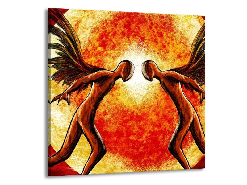 Canvas schilderij Engel | Geel, Oranje, Rood | 50x50cm 1Luik