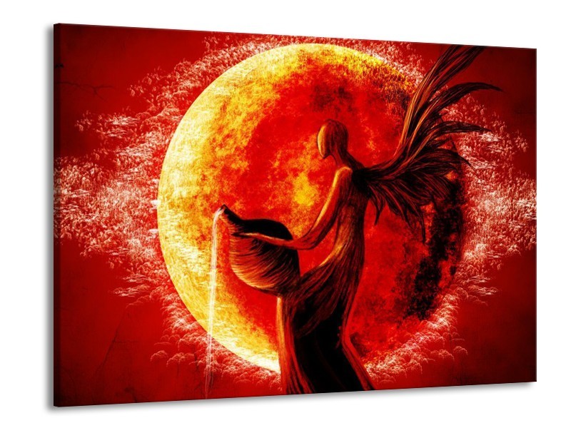 Canvas schilderij Engel | Geel, Oranje, Rood | 100x70cm 1Luik