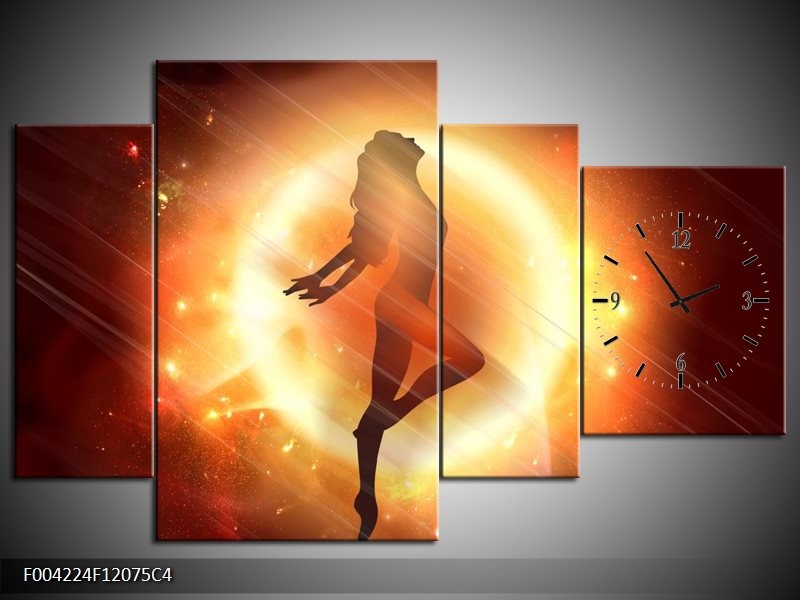 Klok schilderij Dansen | Geel, Oranje, Rood | 120x75cm 4Luik