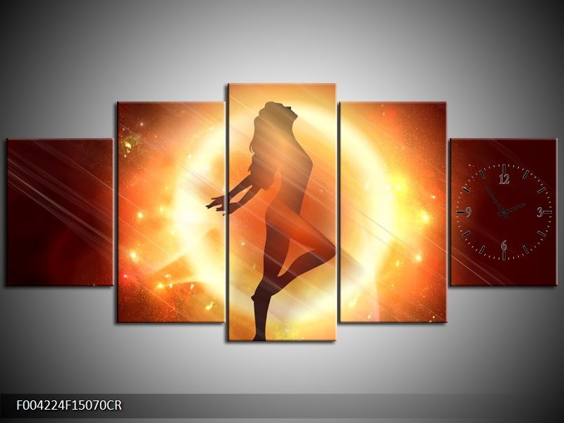 Klok schilderij Dansen | Geel, Oranje, Rood | 150x70cm 5Luik