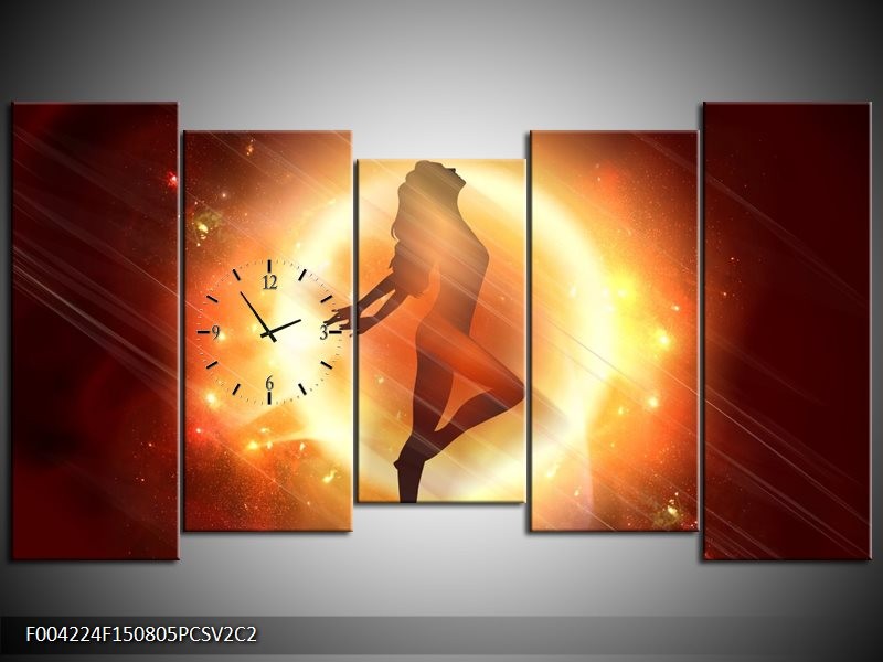 Klok schilderij Dansen | Geel, Oranje, Rood | 150x80cm 5Luik