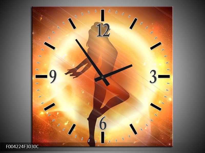 Klok schilderij Dansen | Geel, Oranje, Rood | 30x30cm 1Luik