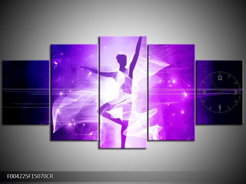 Klok schilderij Dansen | Paars, Wit | 150x70cm 5Luik