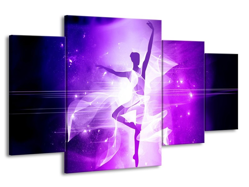 Canvas schilderij Dansen | Paars, Wit | 160x90cm 4Luik