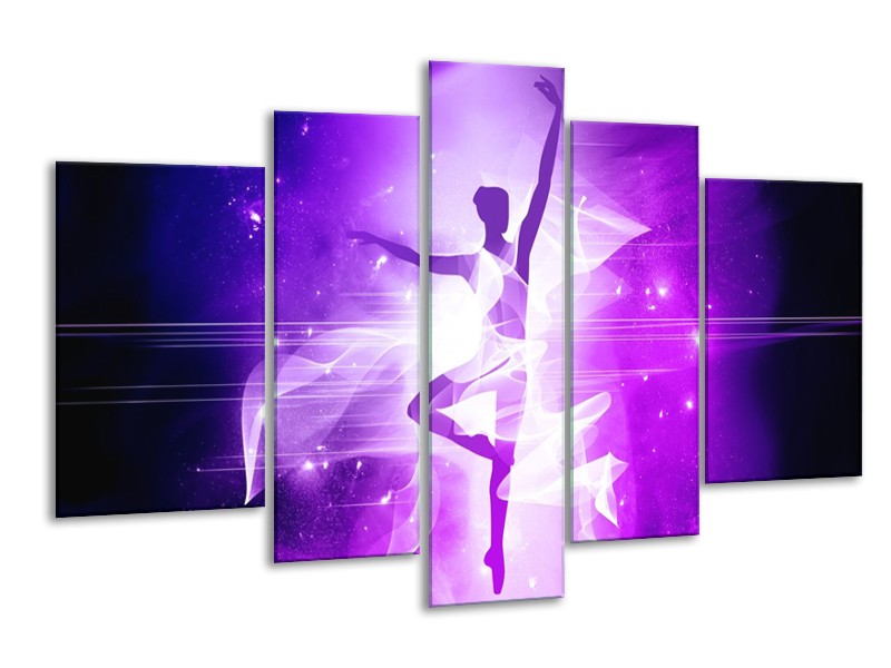 Canvas schilderij Dansen | Paars, Wit | 170x100cm 5Luik