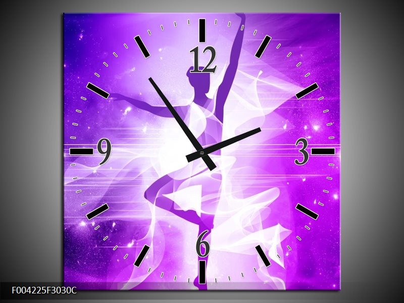 Klok schilderij Dansen | Paars, Wit | 30x30cm 1Luik