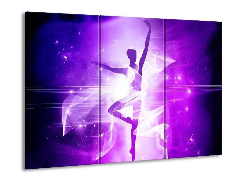 Canvas schilderij Dansen | Paars, Wit | 90x60cm 3Luik