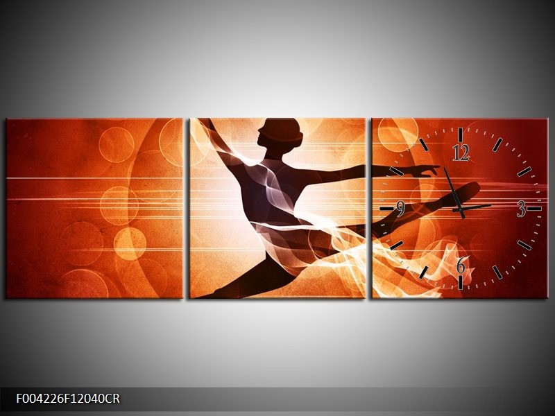 Klok schilderij Dansen | Oranje, Rood, Bruin | 120x40cm 3Luik