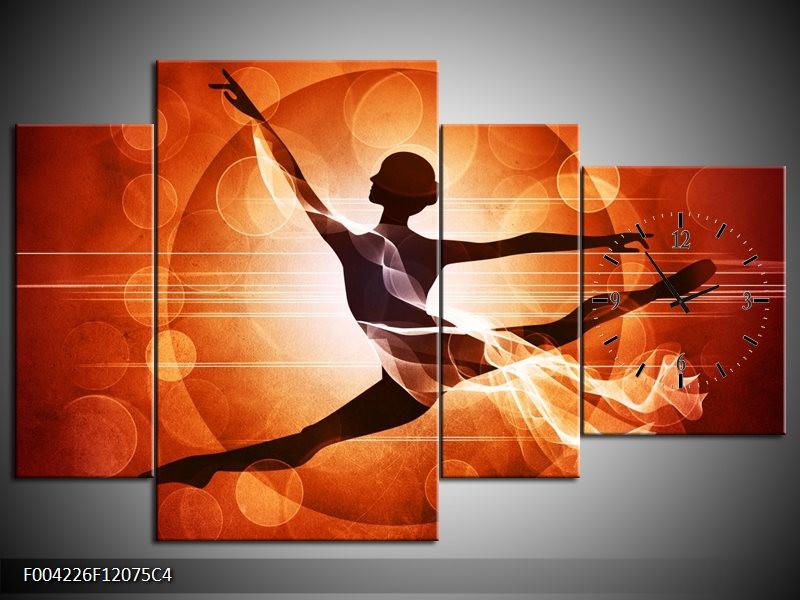 Klok schilderij Dansen | Oranje, Rood, Bruin | 120x75cm 4Luik