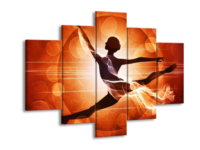 Canvas schilderij Dansen | Oranje, Rood, Bruin | 150x105cm 5Luik