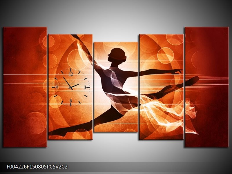Klok schilderij Dansen | Oranje, Rood, Bruin | 150x80cm 5Luik