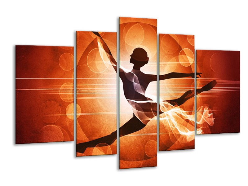 Canvas schilderij Dansen | Oranje, Rood, Bruin | 170x100cm 5Luik