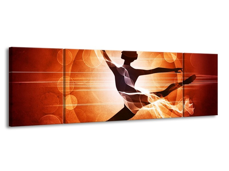 Canvas schilderij Dansen | Oranje, Rood, Bruin | 170x50cm 3Luik