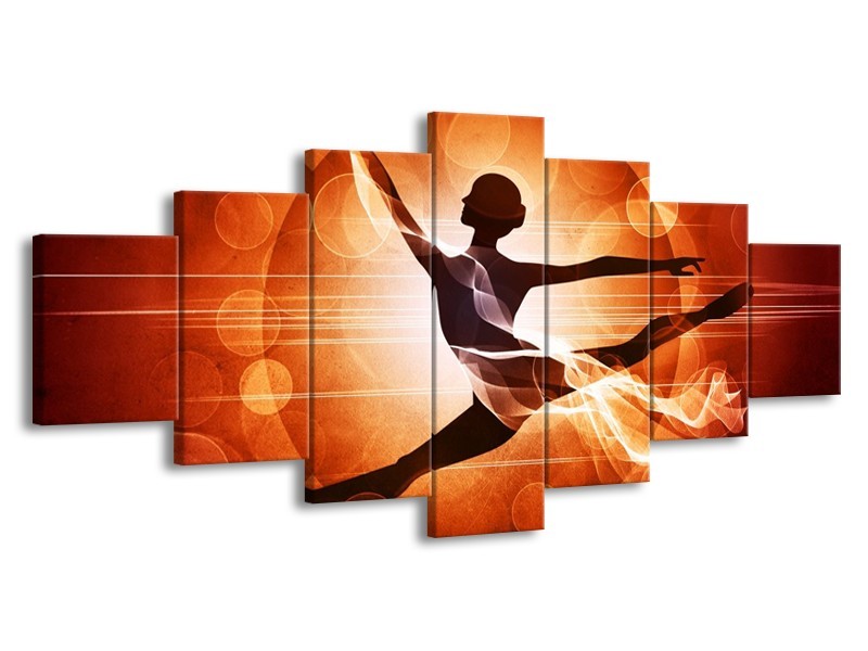 Canvas schilderij Dansen | Oranje, Rood, Bruin | 210x100cm 7Luik