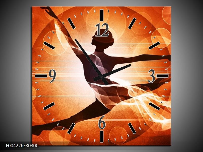 Klok schilderij Dansen | Oranje, Rood, Bruin | 30x30cm 1Luik