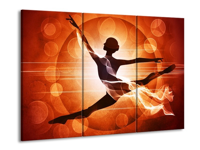 Canvas schilderij Dansen | Oranje, Rood, Bruin | 90x60cm 3Luik