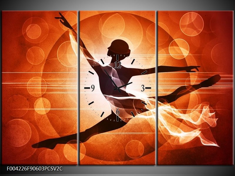 Klok schilderij Dansen | Oranje, Rood, Bruin | 90x60cm 3Luik