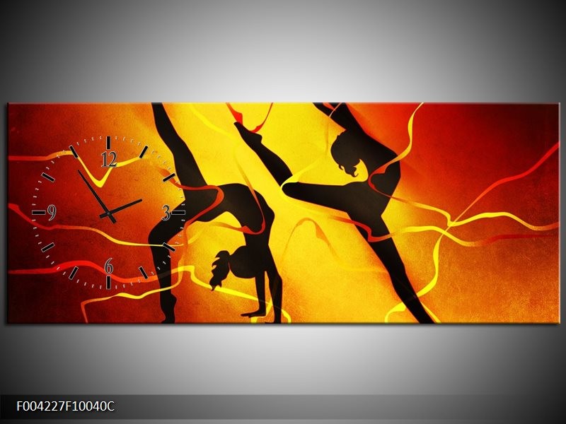 Klok schilderij Dansen | Oranje, Rood, Geel | 100x40cm 1Luik