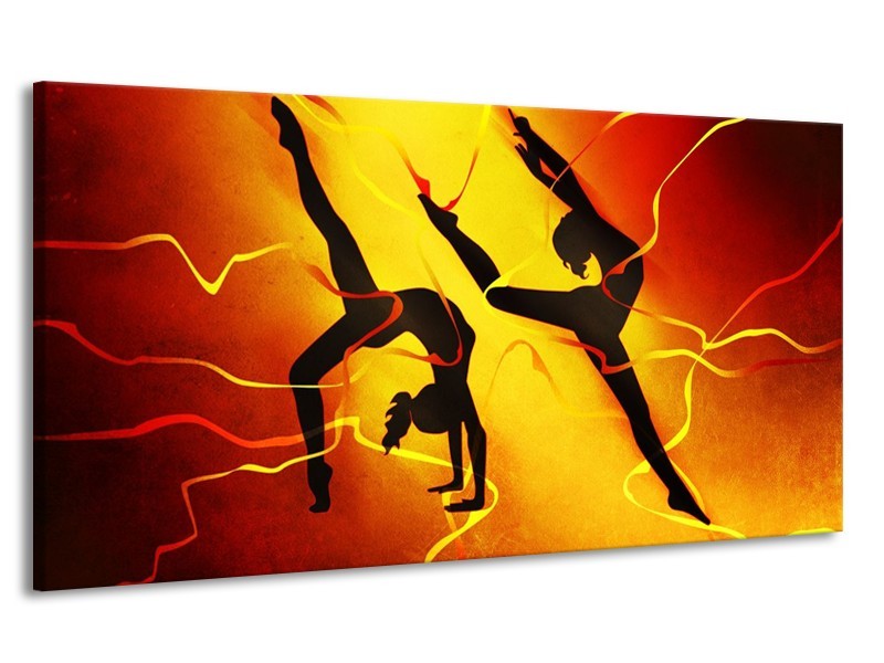 Canvas schilderij Dansen | Oranje, Rood, Geel | 170x90cm 1Luik