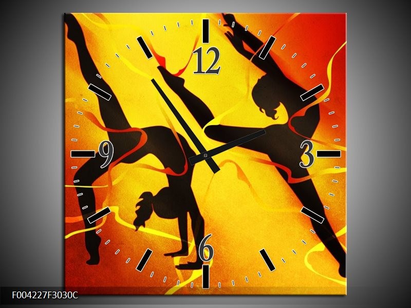 Klok schilderij Dansen | Oranje, Rood, Geel | 30x30cm 1Luik