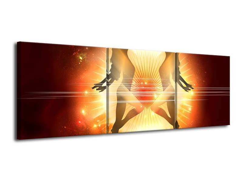 Canvas schilderij Dansen | Oranje, Rood, Geel | 120x40cm 3Luik