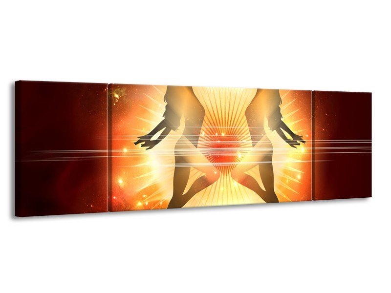 Canvas schilderij Dansen | Oranje, Rood, Geel | 170x50cm 3Luik