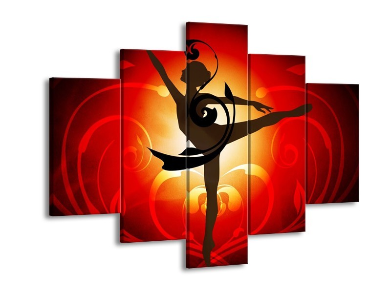 Canvas schilderij Dansen | Oranje, Rood, Geel | 150x105cm 5Luik