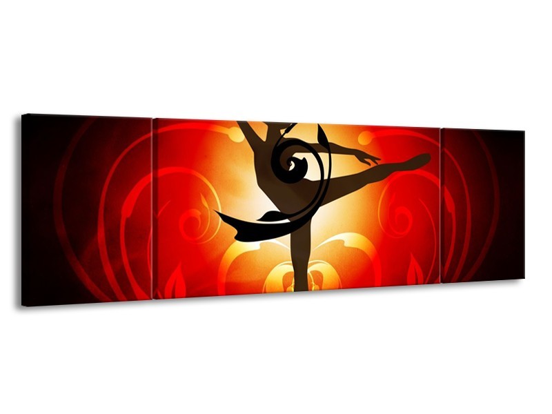 Canvas schilderij Dansen | Oranje, Rood, Geel | 170x50cm 3Luik