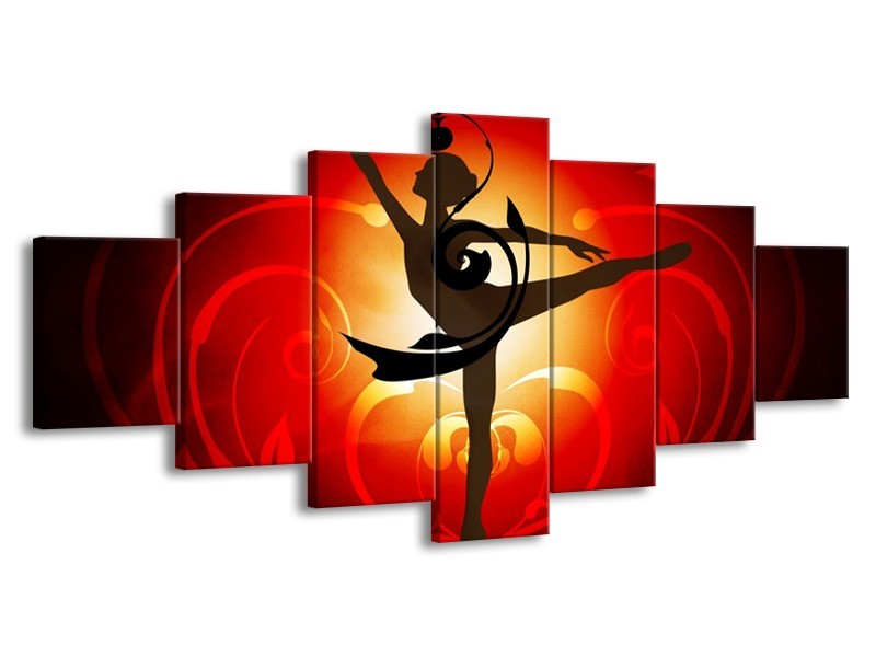 Canvas schilderij Dansen | Oranje, Rood, Geel | 210x100cm 7Luik