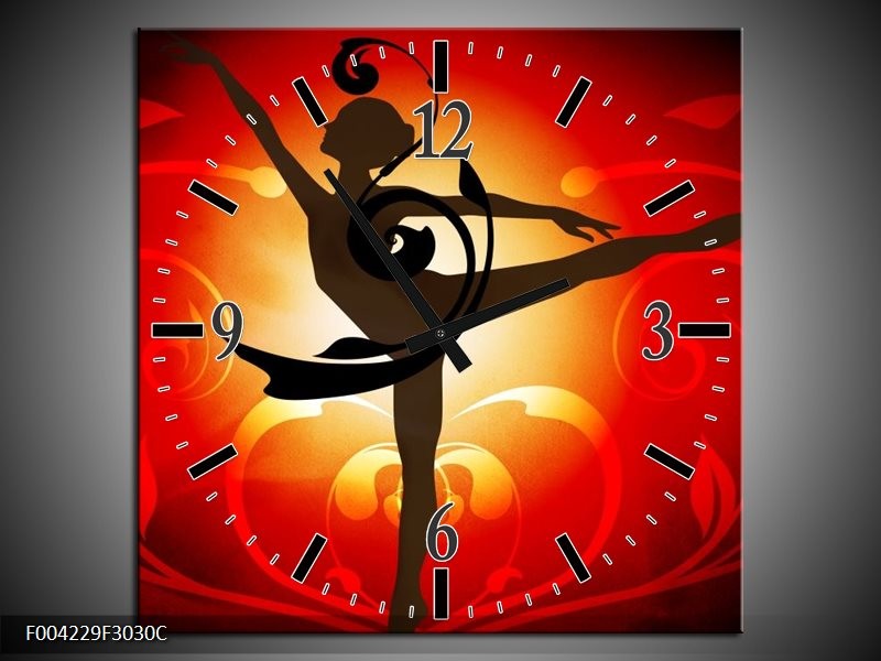 Klok schilderij Dansen | Oranje, Rood, Geel | 30x30cm 1Luik