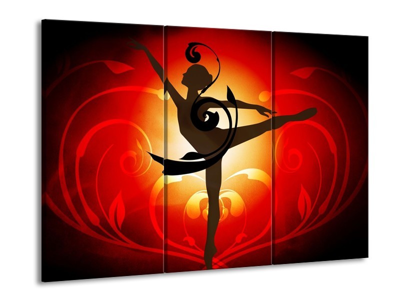 Canvas schilderij Dansen | Oranje, Rood, Geel | 90x60cm 3Luik