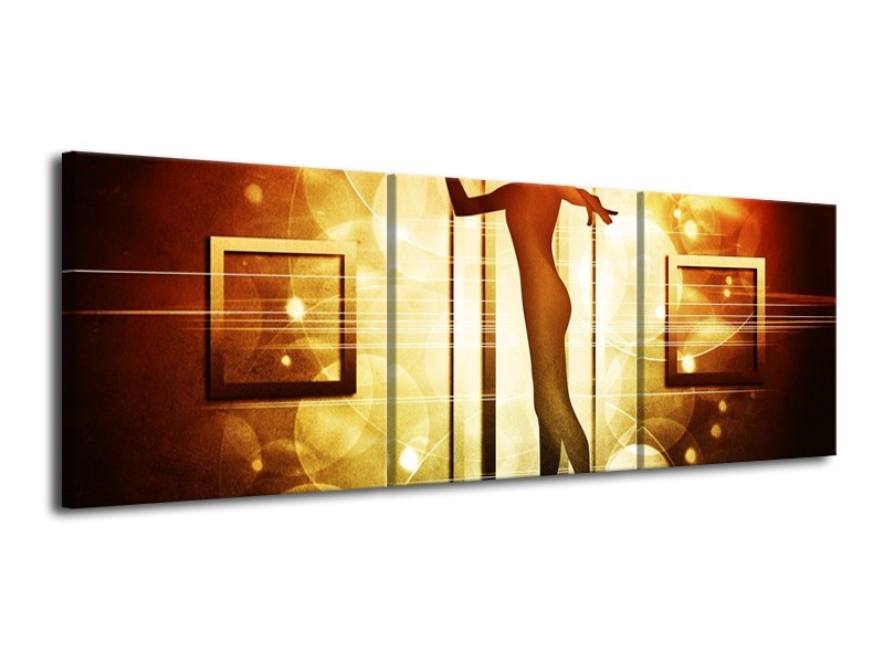 Canvas schilderij Dansen | Geel, Wit, Bruin | 120x40cm 3Luik