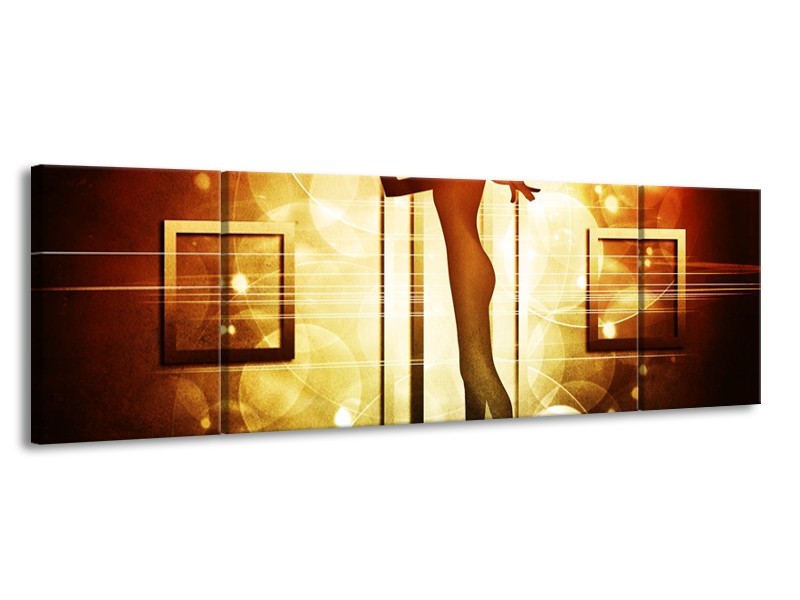 Canvas schilderij Dansen | Geel, Wit, Bruin | 170x50cm 3Luik
