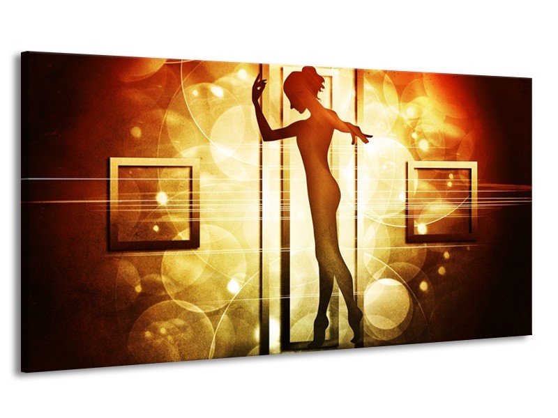 Canvas schilderij Dansen | Geel, Wit, Bruin | 170x90cm 1Luik