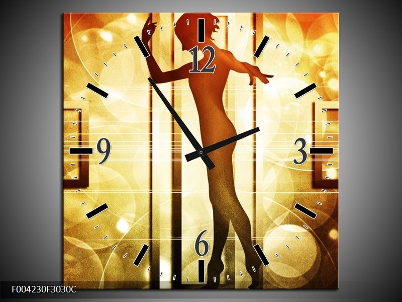 Klok schilderij Dansen | Geel, Wit, Bruin | 30x30cm 1Luik