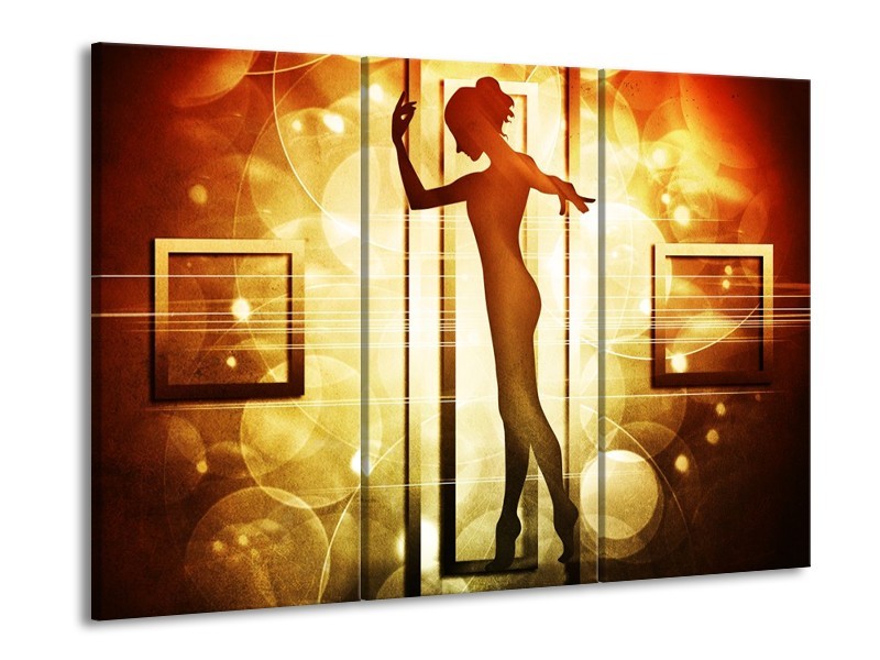 Canvas schilderij Dansen | Geel, Wit, Bruin | 90x60cm 3Luik