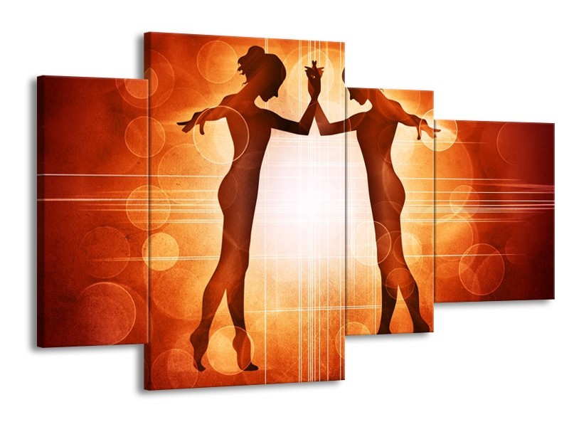 Canvas schilderij Dansen | Rood, Wit, Bruin | 120x75cm 4Luik