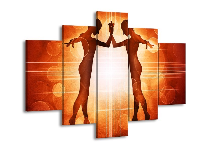 Canvas schilderij Dansen | Rood, Wit, Bruin | 150x105cm 5Luik