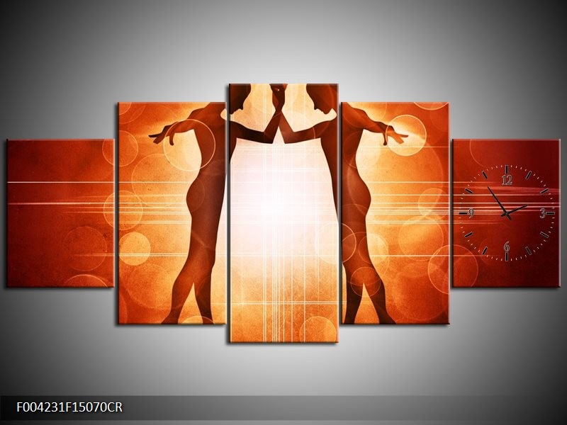 Klok schilderij Dansen | Rood, Wit, Bruin | 150x70cm 5Luik