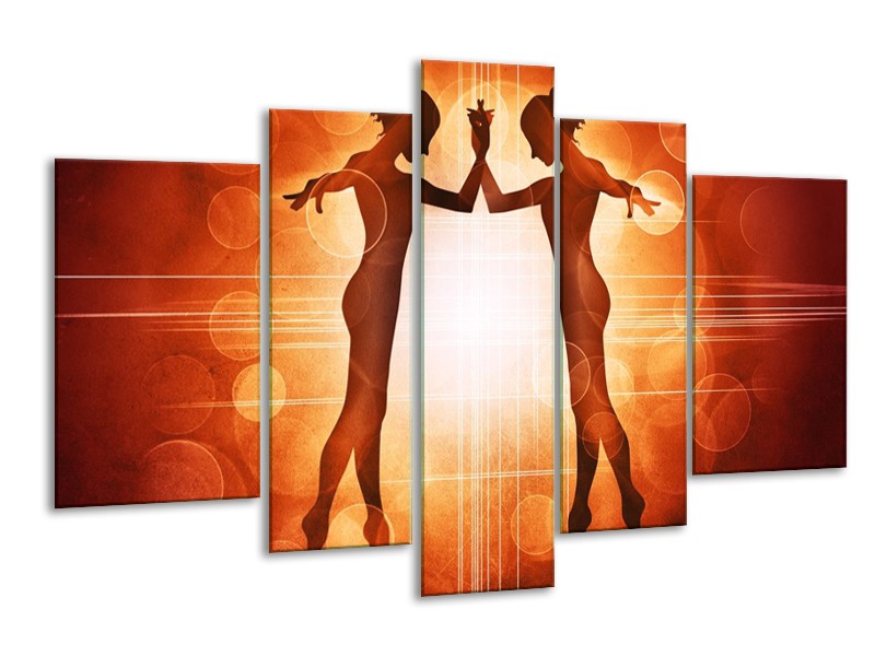 Canvas schilderij Dansen | Rood, Wit, Bruin | 170x100cm 5Luik